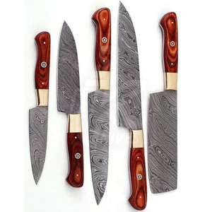 Ensemble de couteaux de chef multifonctionnels écologiques à 5 pièces, très vendus, lames en acier inoxydable professionnelles, manche en bois pour une utilisation en cuisine - Product Image 3