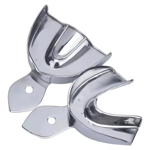Plateaux d'empreinte dentaire en métal massif Azicon - Ensemble supérieur et inférieur réutilisable et autoclavable pour prothèses sans dents - Outil chirurgical - Product Image 2