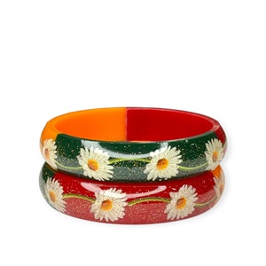 Everyday Wear <b>Colourful</b> Acrylic Floral Bangles <b>Set</b> with Soft Glossy Finish at Lowest Price For Women Girls - Product Image 3