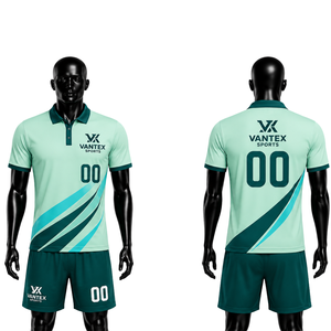 Uniforme de Fútbol Personalizado, Conjunto de Camiseta Polo y Pantalones Cortos, Transpirable, de Poliéster de Secado Rápido, con Rayas Diagonales, Ajuste Universal, para Entrenamiento de Equipos, China - Product Image 5