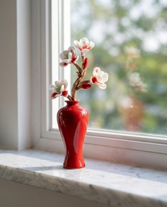 Rose Madder Ceramic Tabletop <b>Vase</b> <b>Red</b> Glazed Traditional Design 8-16 Inches Exquisite Durable Decor - Product Image 3