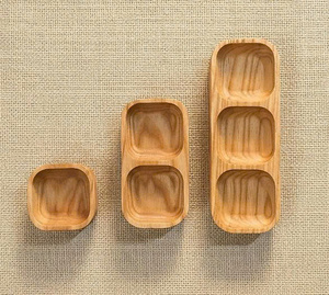 Juego de bandejas de madera premium para salsas y condimentos, bandeja para servir frutos secos, diseño portátil con divisiones. - Product Image 3