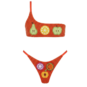 Conjunto de Bikini Personalizado con Cuentas Amarillas para Mujer, con Tirantes de Encaje, Elegante Traje de Baño de Dos Piezas para el Verano - Product Image 4