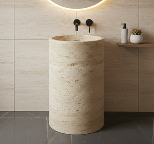 Lavabo sur pied rond sans trou pour robinet - Product Image 2