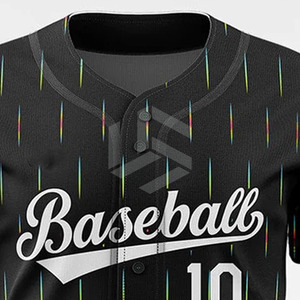 Camiseta de Béisbol Deportiva Original de la Mejor Calidad, Personalizada al por Mayor, en Color Negro y Rojo, con Cuello en V - Product Image 5