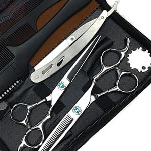 Professional Hairdressing Scissors <b>Set</b> Stainless Steel 6.0 Inch Matte Black <b>Barber</b> Salon Tools with Combs and Case - Product Image 5