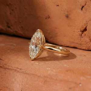 Anillo Solitario de Diamante Premium Corte Moval de Mina Antigua, Cultivado en Laboratorio, 2.02CT, Certificado IGI, con Oro Sólido de 18K, Anillo de Compromiso para Mujer, para Novia - Product Image 6