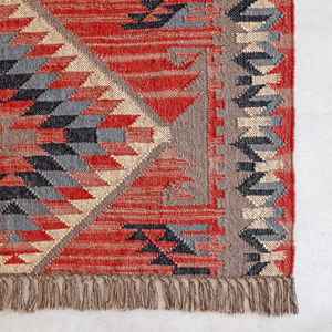 Alfombras Kilim de yute y lana tejidas a mano multicolor de diseño para sala de estar, dormitorio y estudio - Product Image 4