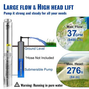 1,5hp 230V/60Hz pompa sommergibile per pozzi profondi 37gpm 276ft testa 33ft cavo elettrico 4 \ "sistemi di irrigazione per aziende idriche in acciaio inossidabile - Product Image 3