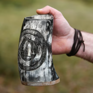 Taza de Cuerno de Vaca de Estilo Medieval Tradicional, Diseño con Agarre Resistente, Ecológica, Apta para Lavavajillas, Precio Bajo - Product Image 2