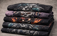 T-shirts en tricot surdimensionnés personnalisés à épaules tombantes, style streetwear, délavés à l'acide, avec impression graphique anime, vintage, pour hommes, 100% coton