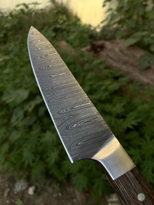 Couteau de cuisine en acier Damas, lame droite, manche en bois, couteau artisanal DIY, pièce unique OEM - Product Image 3