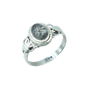 Anillo de Cuarzo Rutilado Negro, Plata de Ley 925, Diseño Hecho a Mano, Anillo de Promesa para Ella, Joyería de Cuarzo, Regalo de Navidad - Product Image 1