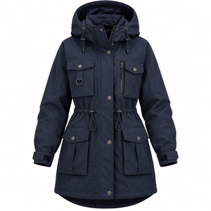 Veste d'hiver longue pour femme avec capuche, manteau chaud rembourré en coton, veste de sport décontractée grande taille - Product Image 1
