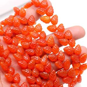 Cuentas de cornalina en forma de hoja talladas a mano para la elaboración de joyas, cuentas de cornalina natural de 10-11 mm. - Product Image 5