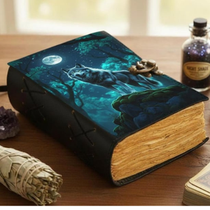 Carnet en cuir personnalisé avec motif loup en relief, fait main, vintage, couverture rigide, mini carnet 7x5 pouces, agenda relié en cuir, cadeau - Product Image 3