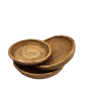 Conteneur de stockage alimentaire en rotin naturel fait à la main en gros, taille personnalisée, design pliable, style bohème, écologique, brillant - Product Image 1