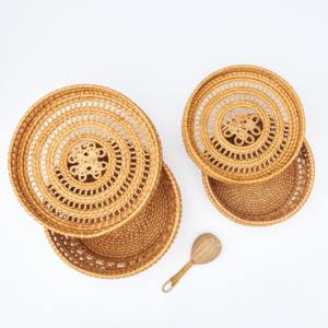 Cajas de ratán con logotipo personalizado, cestas tejidas a mano con tapa para almacenamiento en habitaciones. - Product Image 3