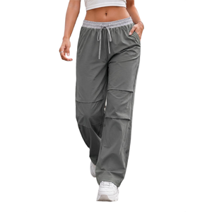 Pantalon évasé taille mi-haute personnalisé pour femme, avec cordon de serrage, extensible, style rétro streetwear, vente en gros - Product Image 5