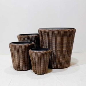 Hot Sales PE Rattan Flower Pot Set with Removable Inner <b>Liner</b> for Indoor Plants Rustic Style Circular Design - Product Image 6