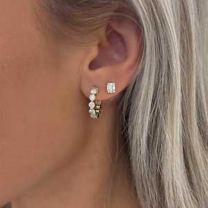 Lab Grown Diamond <b>Stud</b> Cluster Earrings Wholesale 14k Gold 925 <b>Silver</b> Baguette Round Cut Minimalist Solitaire Women Wholesale - Product Image 4