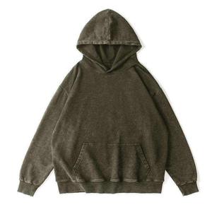 เสื้อฮู้ดดี้โอเวอร์ไซส์ทรงเรโทร ผ้าคอตตอนฟอกสีสไตล์วินเทจ สำหรับผู้ชาย แนวสตรีทแฟชั่น - Product Image 3