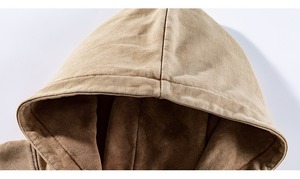 เสื้อฮู้ดดี้แฟชั่นโอเวอร์ไซส์สีเทาควันบุหรี่สไตล์วินเทจสำหรับผู้ชาย ลวดลายพิมพ์หรือปักลาย  แบบย้อมสีเอซิด สำหรับฤดูใบไม้ร่วง - Product Image 5