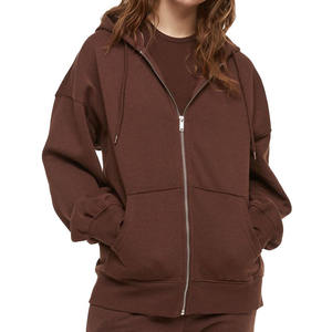 Sweat à capuche court gris chiné pour femme-65% coton, 35% polyester, sweat-shirt zippé avec logo personnalisé pull à capuche pour femme - Product Image 1