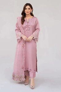 Salwar Kameez rose brodé en coton pour femme, coupe ample, longueur genou, tenue ethnique traditionnelle Inde Pakistan, décontracté ou soirée - Product Image 4