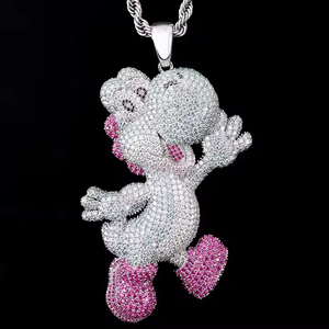 Lindo colgante de Minnie Mouse de dibujos animados, plata 925, moissanita, diamante, micro pavé, amuleto unisex, regalo para joyería. - Product Image 2