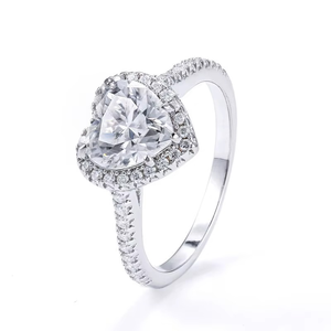 925 Sterling Silver Engagement Band Heart Cut 2 Carats Vvs Moissanite Main Diamond Women Wedding <b>Finger</b> <b>Rings</b> - Product Image 1