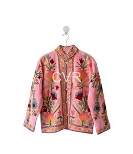 Abrigo bohemio de algodón bordado con estampado floral, cuello mandarín, manga larga, ropa de abrigo de primavera para mujer - Product Image 5