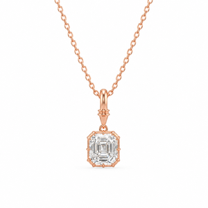 Collar con Colgante Solitario de Corte Asscher de 1 Quilate, Oro Rosa de 10K/14K, Diamante Cultivado en Laboratorio VVS2, Certificado IGI, Cadena Fina - Product Image 2