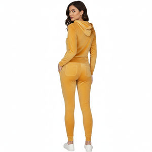 Conjunto Deportivo de Terciopelo Personalizado para Mujer, Venta al Por Mayor, Ropa Deportiva 2025, Sudadera Corta con Capucha y Pantalones Jogger, 2 Piezas - Product Image 6