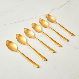 Golden Matte Finish Teaspoons Set Elegant <b>Flatware</b> Rust Resistant Metal Wedding Occasion Use - Product Image 4