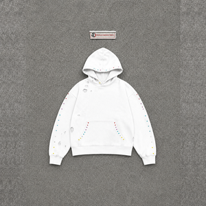 Sweat à capuche oversize blanc de luxe, effet vieilli, délavé vintage, haute qualité, coupe ample, tendance, en molleton doux, style urbain - Product Image 5