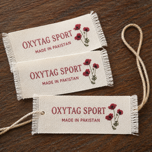 ป้ายผ้าปักลาย Oxytag Sport รูปทรงสี่เหลี่ยมผืนผ้า ผลิตในปากีสถาน รับผลิตตามสั่ง ขายส่ง ราคาถูก รับผลิตแบบ OEM - Product Image 3