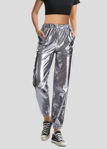 Party Elastic High Rise Sexy Metallic Sequined Pants Women Trousers Wide Leg Pants for Women - Product Image 2