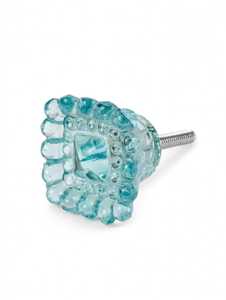 Modern Blue Glass Door <b>Knob</b> <b>Crystal</b> Look Pull Handle Decorative Rose Hardware for Cabinet Door Living Room - Product Image 1