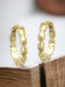 Pendientes de aro con patrón de pirámide, latón chapado en oro de 18 quilates, accesorios de joyería de moda para mujer, estilo clásico - Product Image 1
