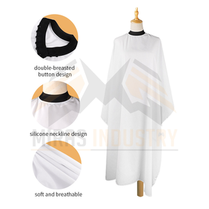 ผ้าคลุมตัดผมโพลีเอสเตอร์แบบยูนิเซ็กซ์ สีดำขาว กันน้ำ ชุดทำงาน - Product Image 5