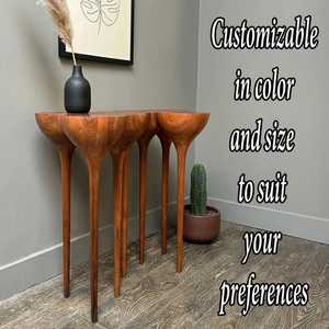Unique Luxali Modern Console <b>Table</b> Art Entryway Handmade Sculpture Wood <b>Narrow</b> Hallway Side <b>Table</b> Accent <b>Table</b> Home Decor - Product Image 5