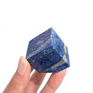 Cubo Poliedro de Lapislázuli Natural Tallado a Mano, Gema Azul Pulida, Cristal Geométrico, Recuerdo de Halloween, Decoración Navideña para el Hogar - Product Image 2