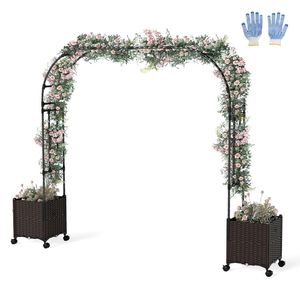 Arco da Giardino con Ruote Bloccabili e 2 Fioriere, 2 Metri, Elegante Recinzione e Cancello - Product Image 2