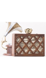 Best Quality Wholesale Bohemian Wooden Vintage Clutch <b>Bag</b> Marble Effect Evening Use Square Wood Shoulder Chain Rhinestone - Product Image 6