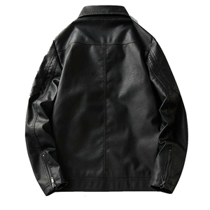 Genuine <b>Men</b> Coated <b>Leather</b> Breathable Varsity <b>Jacket</b> with Stand Collar Vintage Style Hooded Design Front Logo Wholesale - Product Image 2