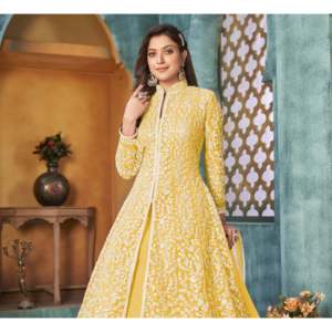 ชุดยาวดีไซเนอร์ anarkali กับ cording & ลำดับงาน pent และ dupatta-สำหรับชุดพรหม - Product Image 4