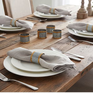 Galvanized Metal <b>Napkin</b> Ring With Hammered Gold Trim Round <b>Silver</b> <b>Napkin</b> Holder For Table Decoration - Product Image 5