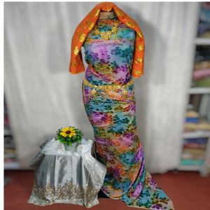 Vestido de novia somalí Maqbal de terciopelo Jacquard de proveedor indio para mujer, diseño de hojas florales, sarga Lisa para mujer, vestido Dirac - Product Image 5