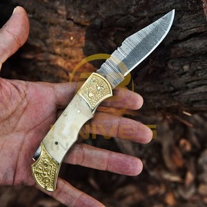 Handmade Damascus Steel Hunting <b>Knife</b> with Premium <b>Bone</b> <b>Handle</b> Full Tang Outdoor Camping Survival <b>Knife</b> with Leather Sheath - Product Image 3